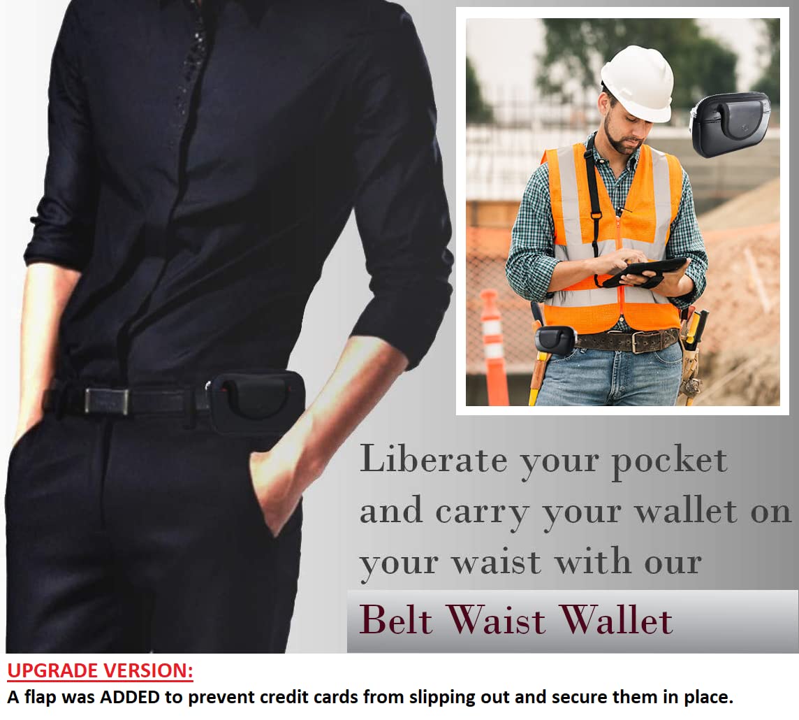 AccessoryHappy RFID Belt Loop Wallets for Men - Minimalist Genuine Leather Money Carrier Clip Wallet