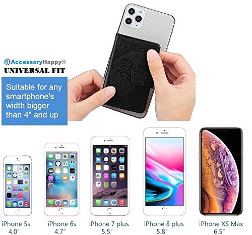 Universal Adhesive Wallet/Card Holder, Credit Card Holder for Back of Phone Pocket 3M Adhesive Sticker Card Pouch Sleeve for iPhone/Samsung Galaxy and Most Smartphones (Butterfly Black)