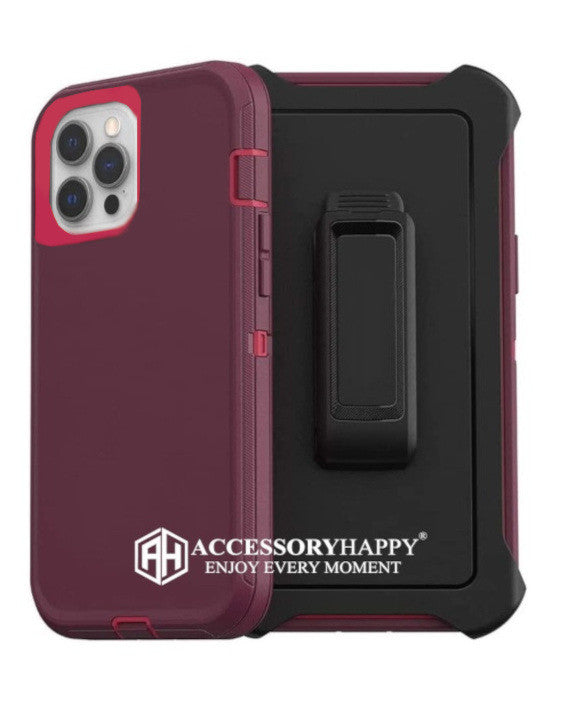 Armor Rugged Defender Case for iPhone 11 (6.1") Protective Case with Belt Clip Holster, Heavy Duty-BURGUNDY