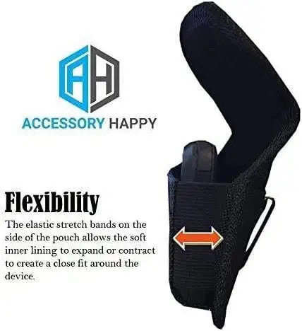 Black Horizontal Military Grade Phone Case, Tactical Belt Loop & Holster Pouch Fits with Otterbox Defender Heavy Duty Cover