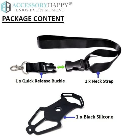 AccessoryHappy AH Universal Heavy Duty Cell Phone Carrying Lanyard Leash Neck Strap Tether Holder Quick Release Buckle Smart Cell Holder Case for iPhone, Galaxy & Most Smartphone Black