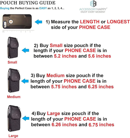 AccessoryHappy Military Grade Cell Phone Belt Case, Rugged Outdoor Pouch Carrying Clip Holster Without Buckle
