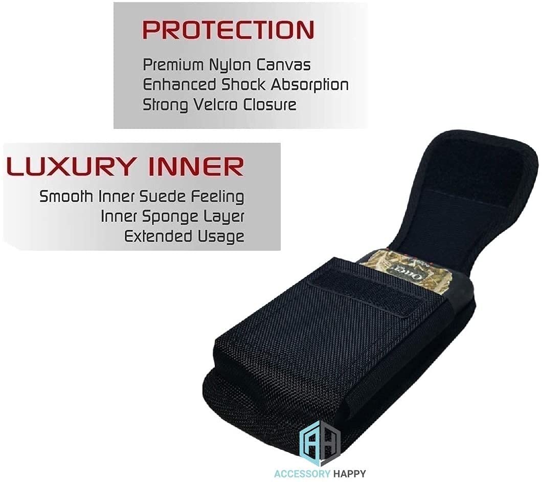 AccessoryHappy Military Grade Cell Phone Belt Case, Rugged Outdoor Pouch Carrying Clip Holster Without Buckle
