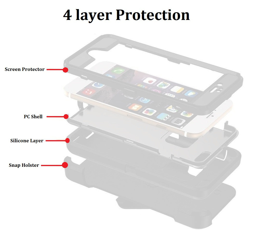 Armor Rugged Defender Case for iPhone 7 and iPhone 8 Protective Case with Belt Clip Holster, Heavy Duty, Built in Screen Protector-US Flag