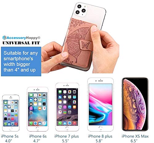 Universal Adhesive Wallet/Card Holder, Credit Card Holder for Back of Phone Pocket 3M Adhesive Sticker Card Pouch Sleeve for iPhone/Samsung Galaxy and Most Smartphones (Butterfly Pink)