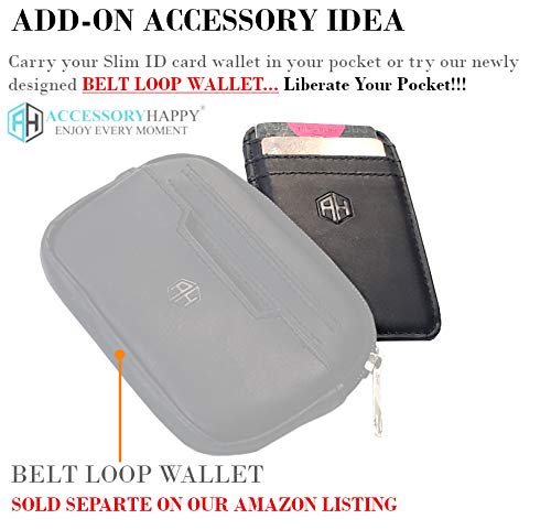 AccessoryHappy RFID Belt Loop Wallets for Men - Minimalist Genuine Leather Money Carrier Clip Wallet