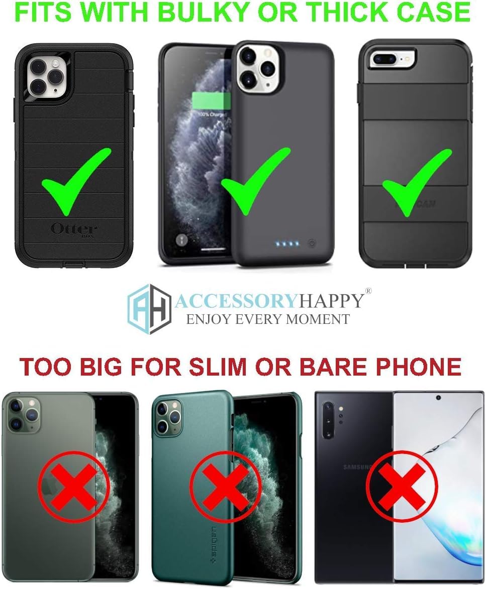 AccessoryHappy Military Grade Cell Phone Belt Case, Rugged Outdoor Pouch Carrying Clip Holster Without Buckle