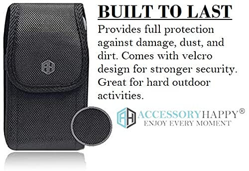 AccessoryHappy Military Grade Cell Phone Belt Case, Rugged Outdoor Pouch Carrying Clip Holster Without Buckle