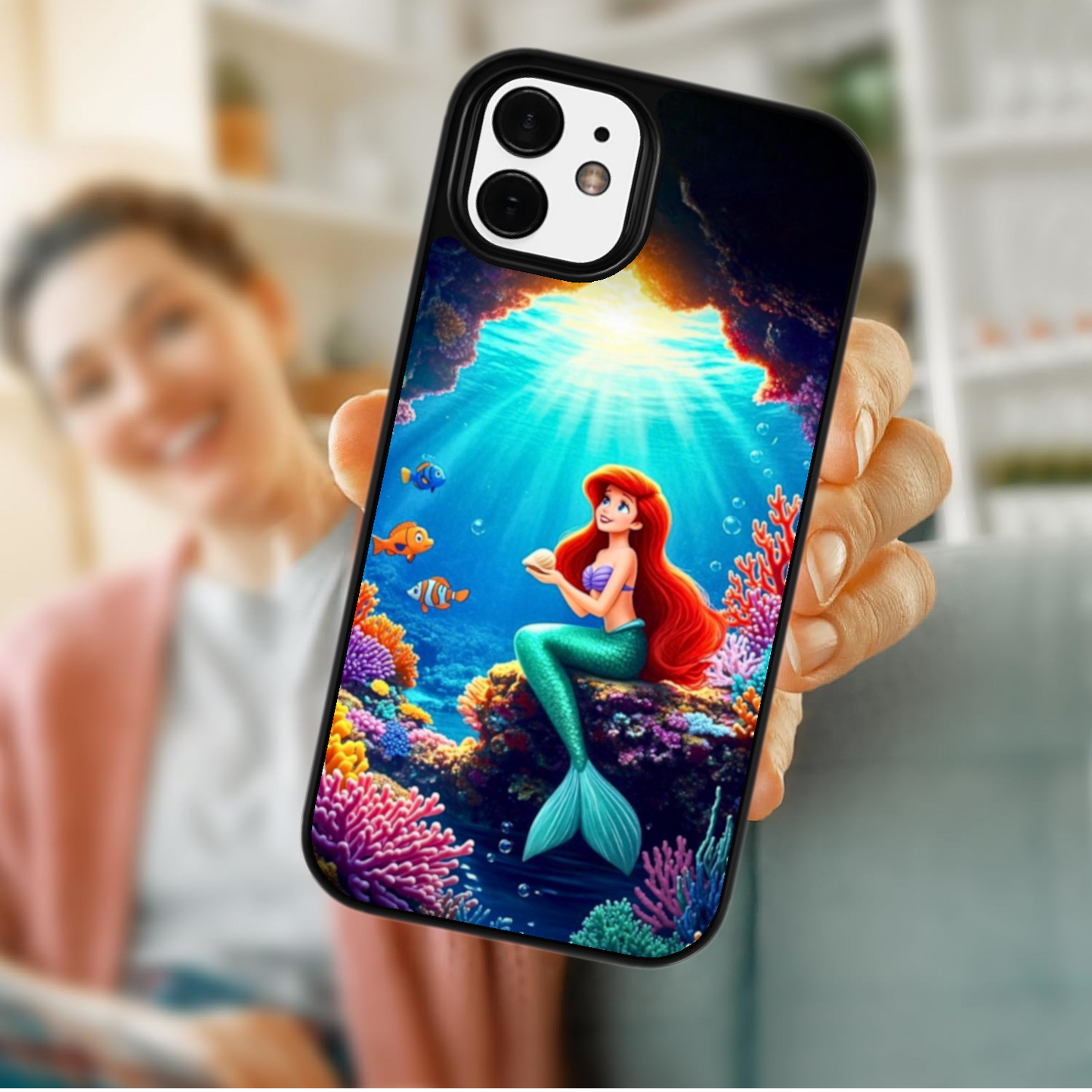 iPhone 14 Magsafe Compatible Little Mermaid Case Featuring Soft TPU Edges and Durable Plastic Backing