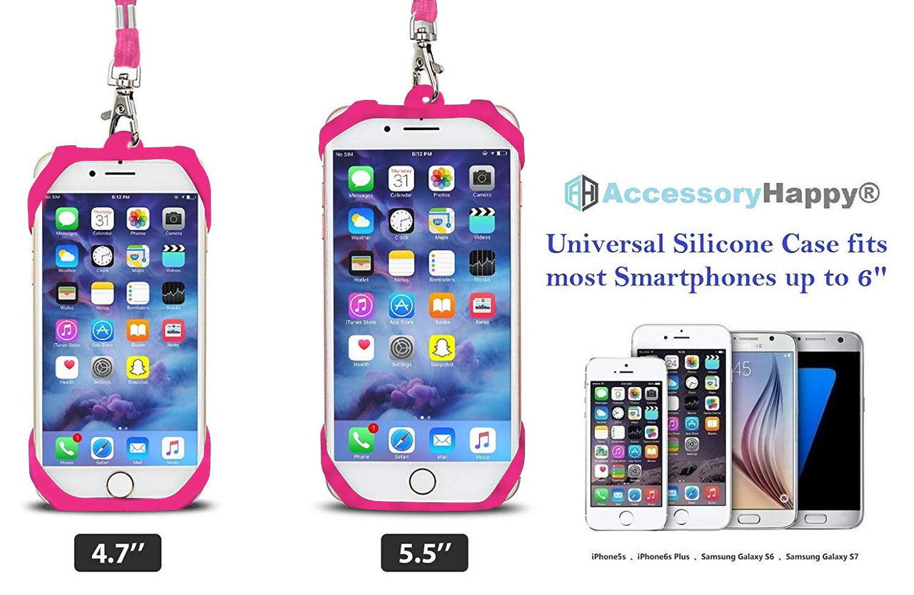 Premium Universal 2 in 1 Lanyard & Card Holder (Hot Pink)