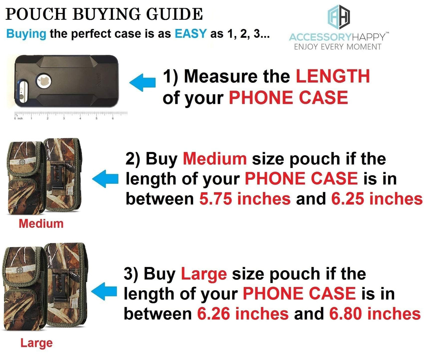 AccessoryHappy Military Grade Cell Phone Belt Case, Rugged Outdoor Pouch Pocket Carrying Clip Holster