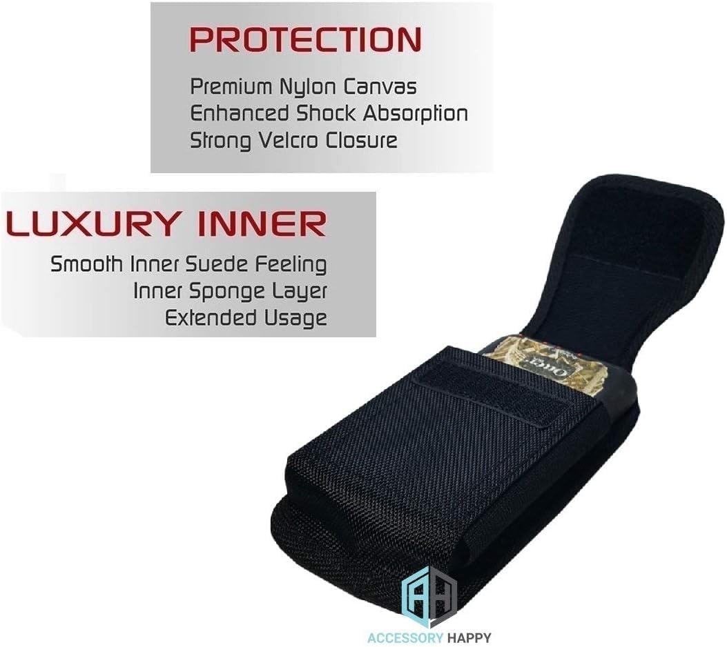 AccessoryHappy Military Grade Cell Phone Belt Case, Rugged Outdoor Pouch Carrying Clip Holster Without Buckle