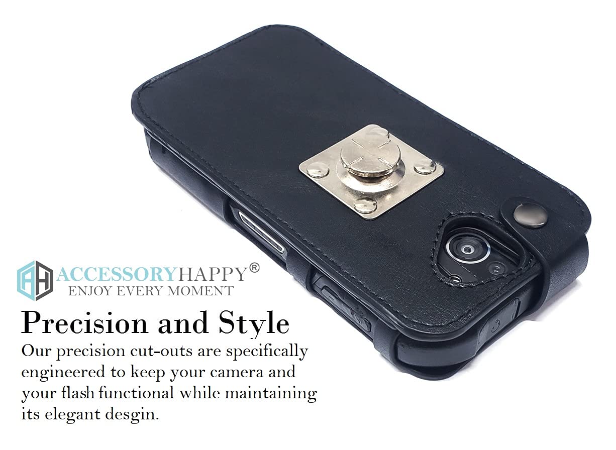 AH Premium 360 Rotating Military Grade Real Genuine Leather Men Phone Belt Construction Holster Fitted Leather Case, for Kyocera DuraForce Pro E6800 E6810 & DuraForce Pro 2 E6900 E6910 E6920