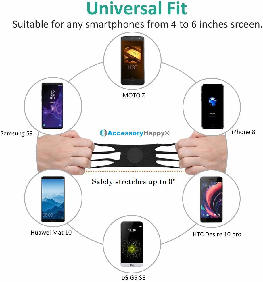 AH Bike Mount Phone Holder, 360° Swivel Silicone Bicycle Handlebar Holder, Motorcycle Handlebar Mount Fits for iPhone 11 Pro Max/XR/XS Max/8/7/ 6/6s Plus, Galaxy S9/S9 Plus, 3.0"- 6.0" Phones