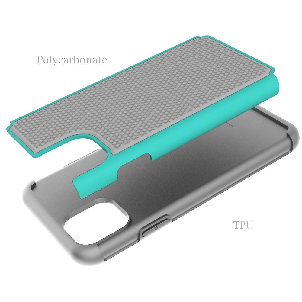 For Apple iPhone 11 Pro MAX (XI6.5) Rugged Tough Shockproof Hybrid Case Cover - Teal PC+Gray TPU