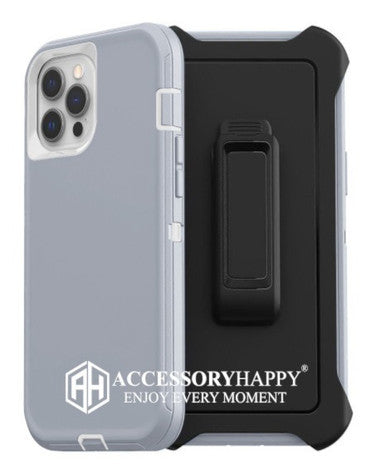 Armor Rugged Defender Case for iPhone 12 PRO Max(6.7") Protective Case with Belt Clip Holster, Heavy Duty-Gray
