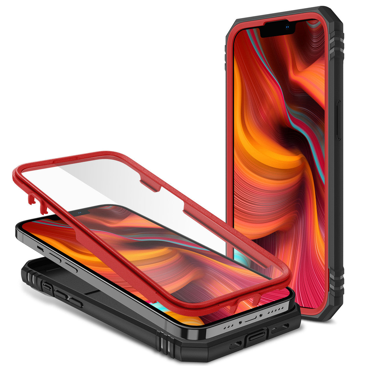 iPhone 13 Case with Camera Cover & Kickstand, Built-in 360°Rotate Ring Stand with Camera Lens Protection Magnetic Magnet Protective Phone Case for iPhone 13 iPhone-RED