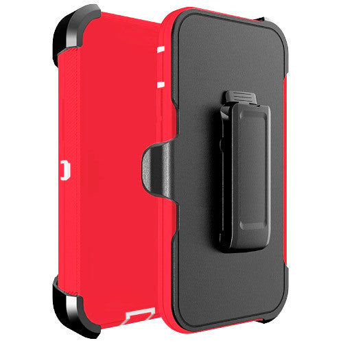 Armor Rugged Defender Case for iPhone 12 PRO Max(6.7") Protective Case with Belt Clip Holster, Heavy Duty-RED