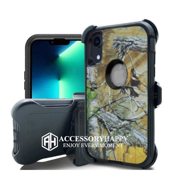 Armor Rugged Defender Case for iPhone XR Protective Case with Belt Clip Holster, Heavy Duty-CAMO