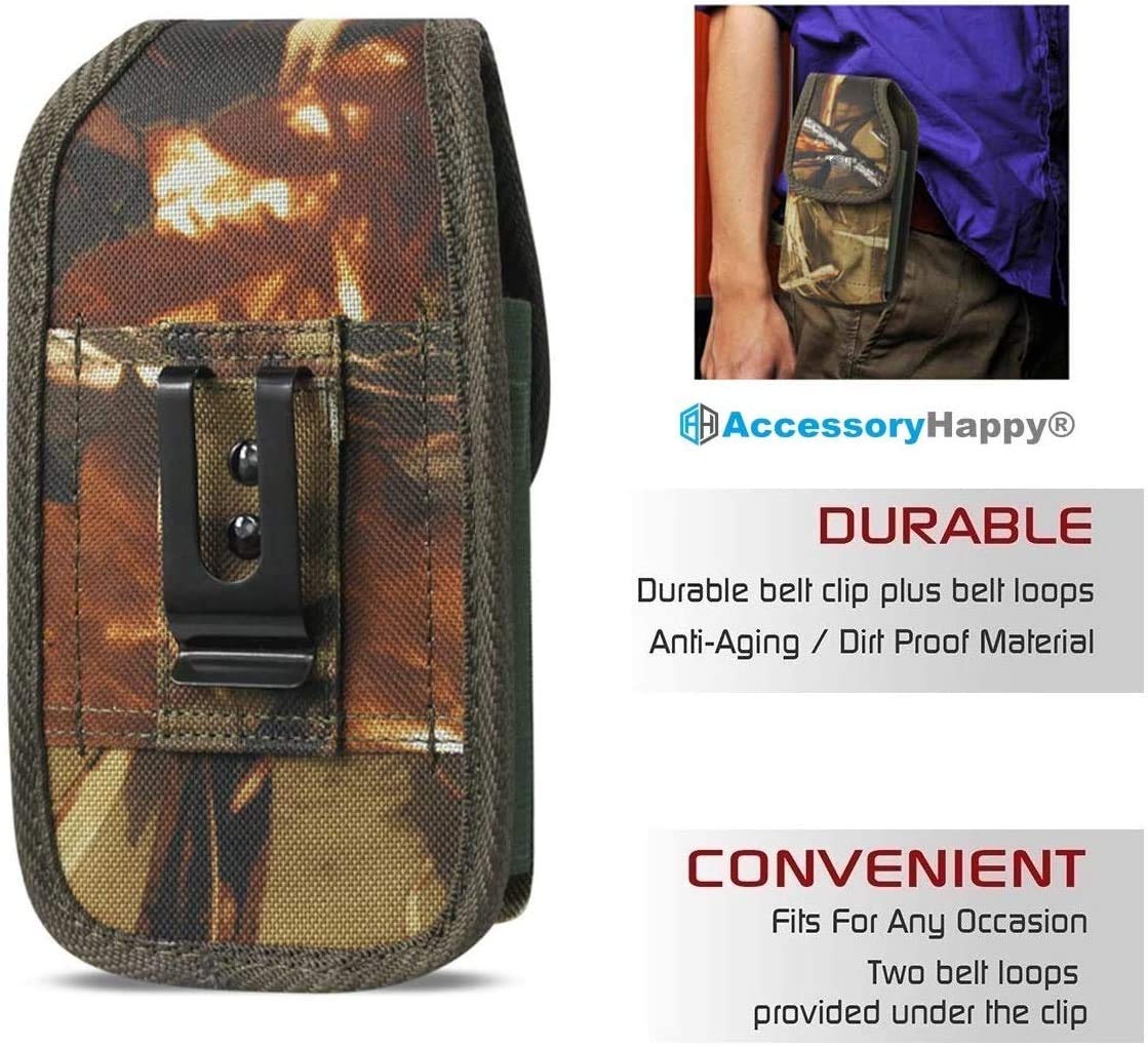 AccessoryHappy Military Grade Cell Phone Belt Case, Rugged Outdoor Pouch Carrying Clip Holster Without Buckle
