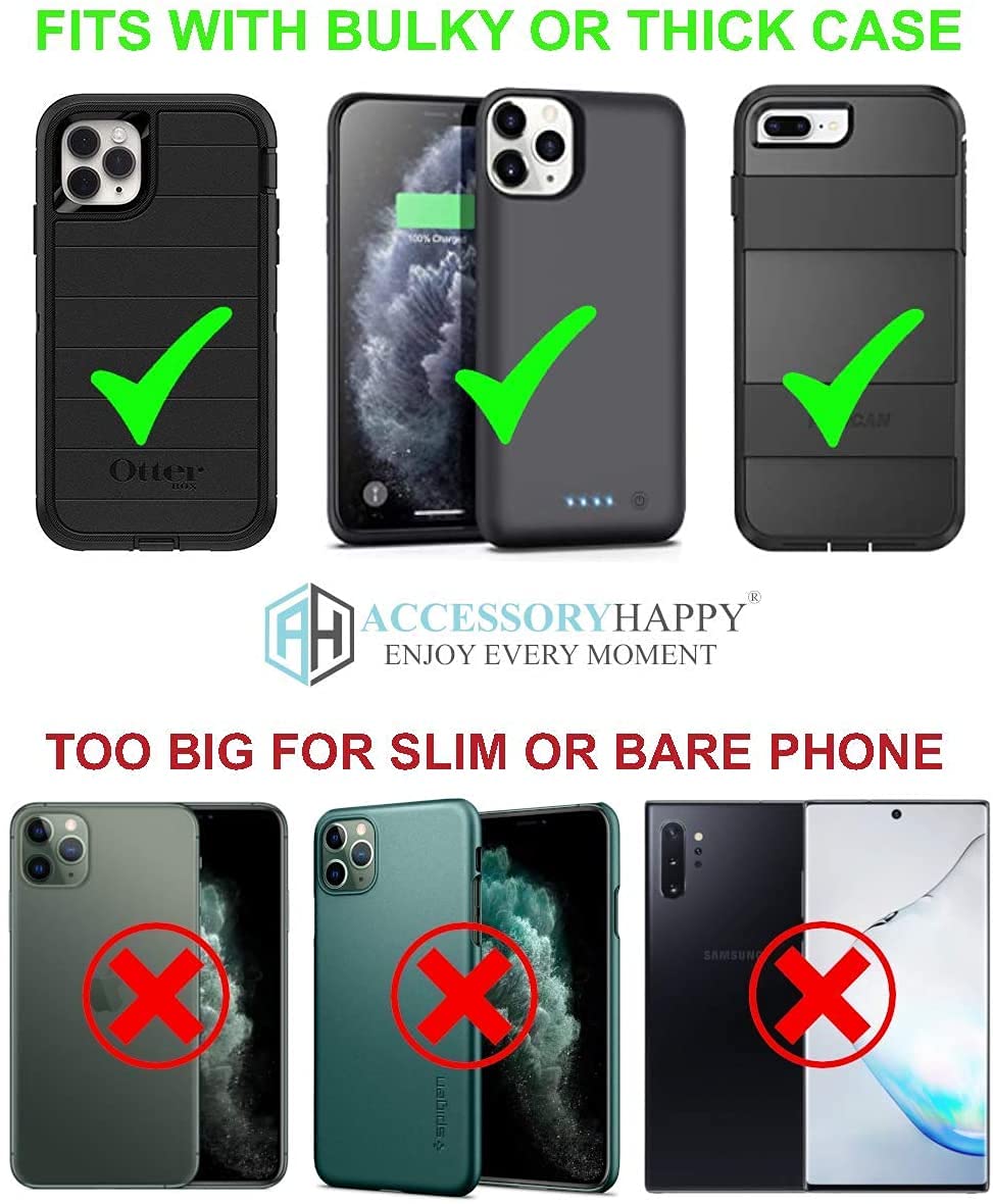 AccessoryHappy Military Grade Cell Phone Belt Case, Rugged Outdoor Pouch Carrying Clip Holster Without Buckle