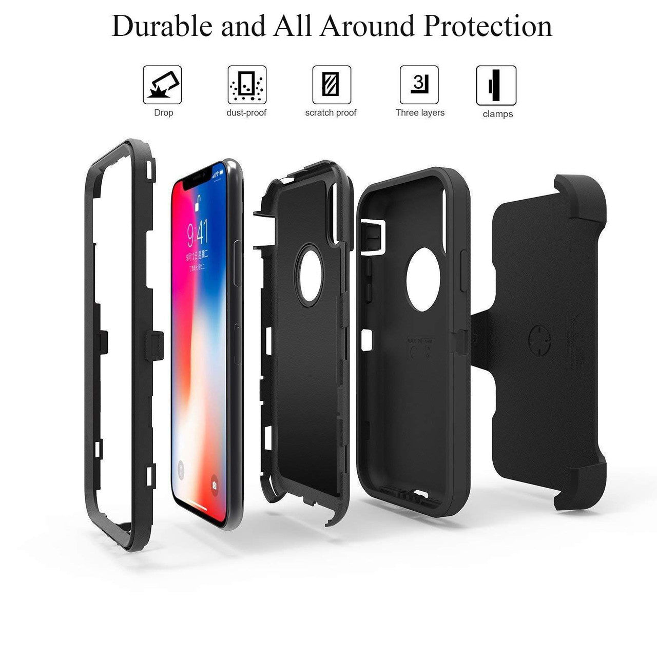 Armor Rugged Defender Case for iPhone 13 (6.1") Protective Case with Belt Clip Holster, Heavy Duty-Pink