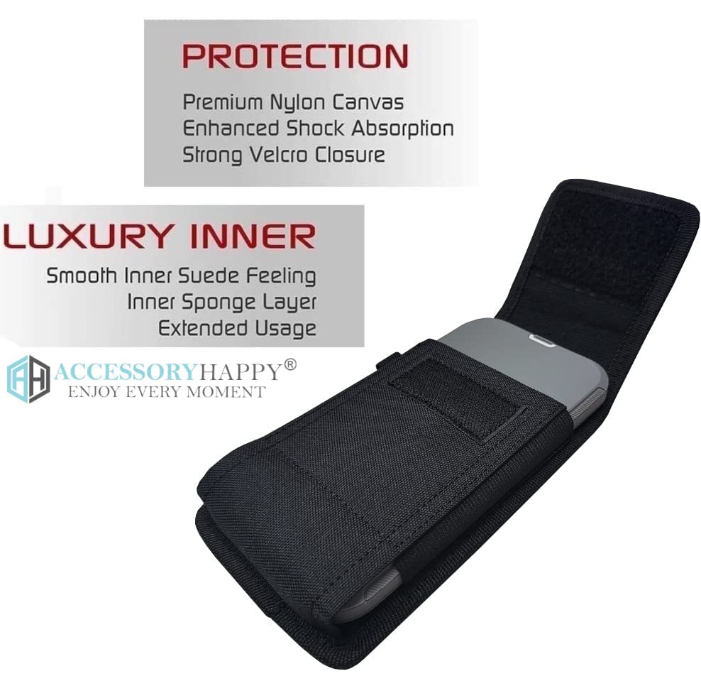AH Premium Rotating Nylon Canvas Phone Holster Holder, Swivel Clip Holster for Android, Samsung, LG, Google, iPhone (Fits Otterbox)