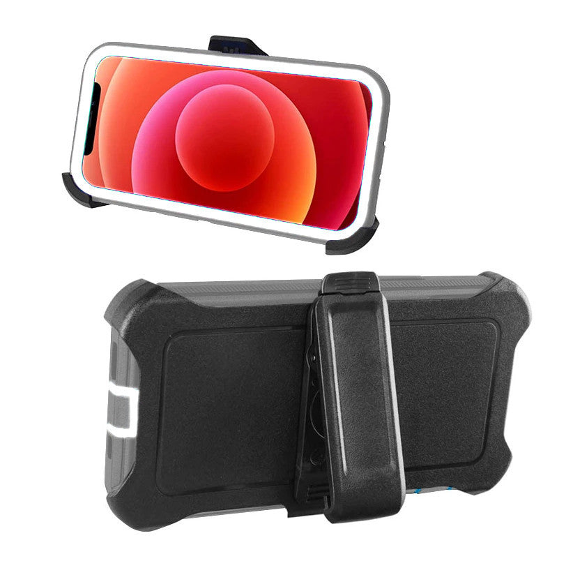 Armor Rugged Defender Case for iPhone 14 Pro (6.1") Protective Case with Belt Clip Holster, Heavy Duty-White Gray