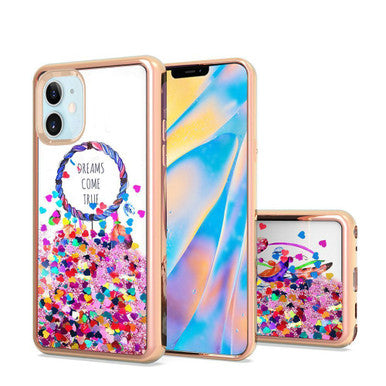 iPhone 12 Mini Glitter Phone Case Girly Women Bling Sparkle Luxury Flowing Floating Quicksand Waterfall Clear Soft TPU Case Cover - DREAMS COME TRUE