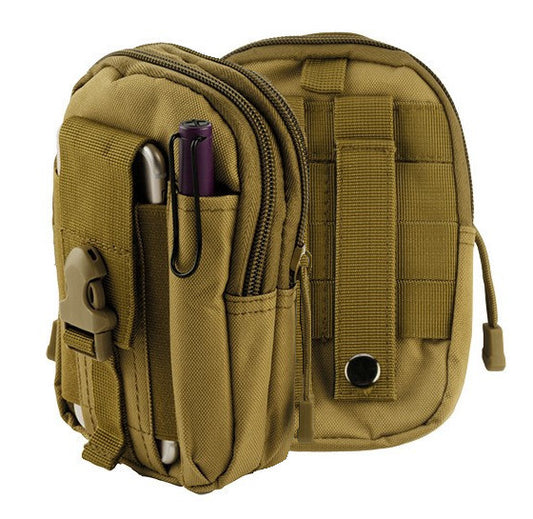 AccessoryHappy Premium Outdoor Hunting Tactical Holster Waist Cell Phone Pouch MOLE System fits Single Pistol Magazine, Knife, Flashlight, Sheath, Airsoft Hunting Ammo and Much More (Tan)