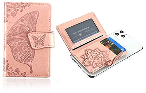 Universal Adhesive Wallet/Card Holder, Credit Card Holder for Back of Phone Pocket 3M Adhesive Sticker Card Pouch Sleeve for iPhone/Samsung Galaxy and Most Smartphones (Butterfly Pink)