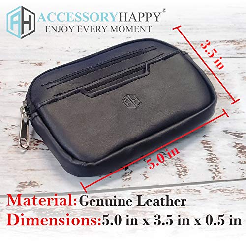 AccessoryHappy RFID Belt Loop Wallets for Men - Minimalist Genuine Leather Money Carrier Clip Wallet