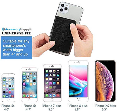 Universal Adhesive Wallet/Card Holder, Credit Card Holder for Back of Phone Pocket 3M Adhesive Sticker Card Pouch Sleeve for iPhone/Samsung Galaxy and Most Smartphones (Butterfly Black)