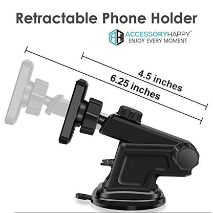 Phone Holder Magnetic Mount for Office Desk Dashboard Windshield Phone Mount Sturdy Adjustable Multi-Angle Car Mount Holder Stand with Adjustable Telescopic Arm for All Cell Phones & Garmin GPS