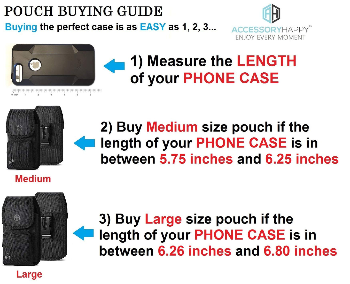 AccessoryHappy Military Grade Cell Phone Belt Case, Rugged Outdoor Pouch Pocket Carrying Clip Holster
