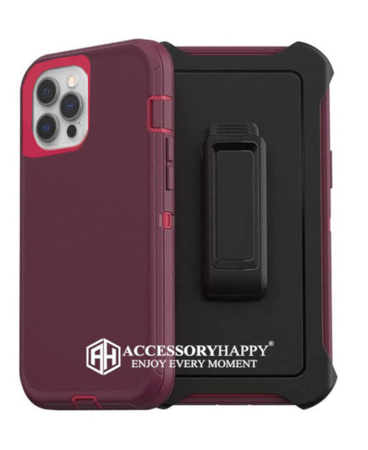 Armor Rugged Defender Case for iPhone 11 (6.1") Protective Case with Belt Clip Holster, Heavy Duty-BURGUNDY