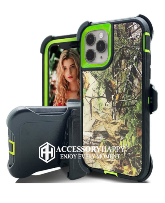 Armor Rugged Defender Case for iPhone 11 (6.1") Protective Case with Belt Clip Holster, Heavy Duty-GREENCAMO