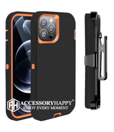 Armor Rugged Defender Case for iPhone 11 (6.1") Protective Case with Belt Clip Holster, Heavy Duty-ORANGE BLACK