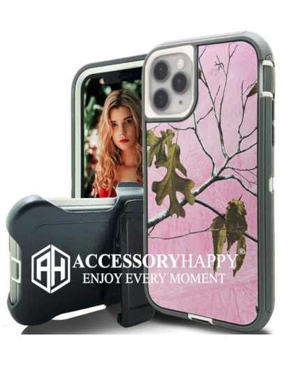 Armor Rugged Defender Case for iPhone 11 (6.1") Protective Case with Belt Clip Holster, Heavy Duty-PINKCAMO