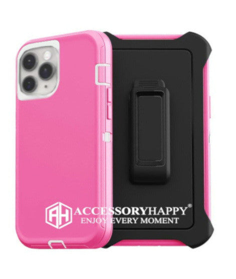 Armor Rugged Defender Case for iPhone 11 Pro Protective Case with Belt Clip Holster, Heavy Duty-PINK