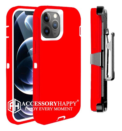 Armor Rugged Defender Case for iPhone 11 PRO Max(6.5") Protective Case with Belt Clip Holster, Heavy Duty-RED