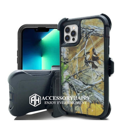 Armor Rugged Defender Case for iPhone 12 (6.1") Protective Case with Belt Clip Holster, Heavy Duty-Camo