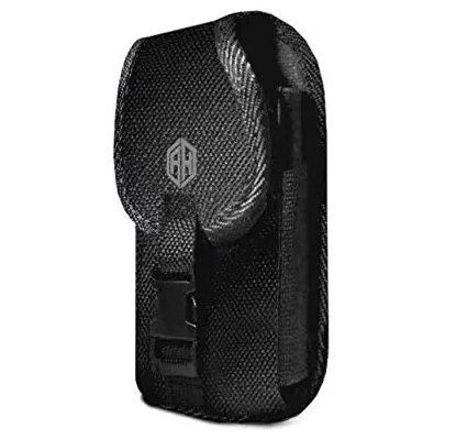 Premium Vertical Canvas Case w/ Buckle, Rugged Pouch Holster Flip Phone Belt Case Fits Kyocera Cadence LTE, Dura XTP, Dura XV E4520 Case, Dura XV Plus, Dura XE, Convoy 4, Most Large FLIP Phone