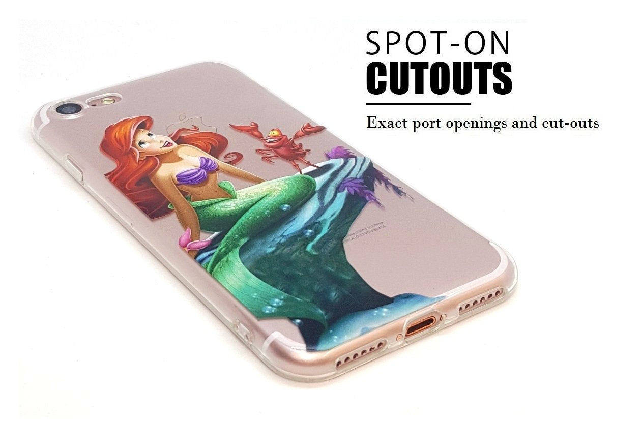 AccessoryHappy Little Mermaid Case, Ultra Thin Slim Crystal Clear Soft Flexible TPU Case Cover for iPhone 7 (Ariel & Sebastian)