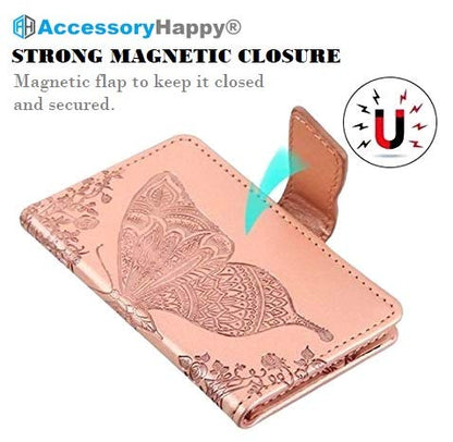 Universal Adhesive Wallet/Card Holder, Credit Card Holder for Back of Phone Pocket 3M Adhesive Sticker Card Pouch Sleeve for iPhone/Samsung Galaxy and Most Smartphones (Butterfly Pink)