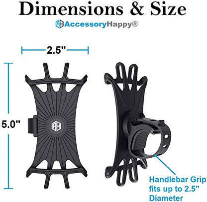 AccessoryHappy AH Bike Phone Mount, 360 Rotatable Adjustable Universal Silicone Gym Bike Phone Holder Bicycle GPS Units Holder, Compatible with iPhone 12 Pro Max/12 mini/12/11 Pro Max/XS MAX/XR/8