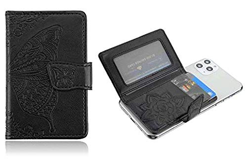 Universal Adhesive Wallet/Card Holder, Credit Card Holder for Back of Phone Pocket 3M Adhesive Sticker Card Pouch Sleeve for iPhone/Samsung Galaxy and Most Smartphones (Butterfly Black)