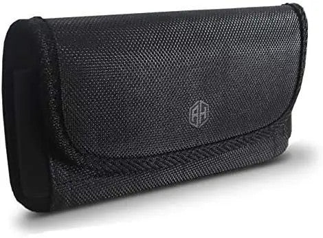 Black Horizontal Military Grade Phone Case, Tactical Belt Loop & Holster Pouch Fits with Otterbox Defender Heavy Duty Cover