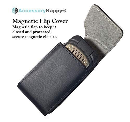 Large Black Vertical 360 Rotating Leather Belt Pouch