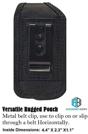 Premium Vertical Canvas Case w/ Buckle, Rugged Pouch Holster Flip Phone Belt Case Fits Kyocera Cadence LTE, Dura XTP, Dura XV E4520 Case, Dura XV Plus, Dura XE, Convoy 4, Most Large FLIP Phone